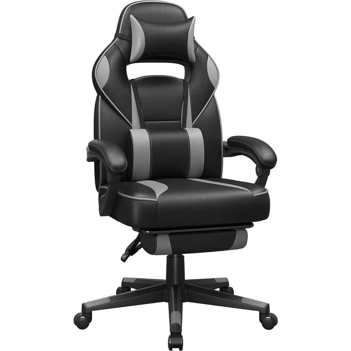 Scaun gaming ergonomic, cu spatar inalt, suport pentru picioare, maxim 150 kg , 50x70x126 cm, negru si gri — imaginea 9