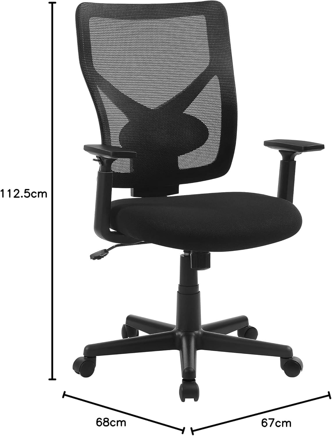Scaun de birou ergonomic mesh, reglabil complet, brate si suport lombar ajustabile, 68x67x113 cm, negru — imaginea 3