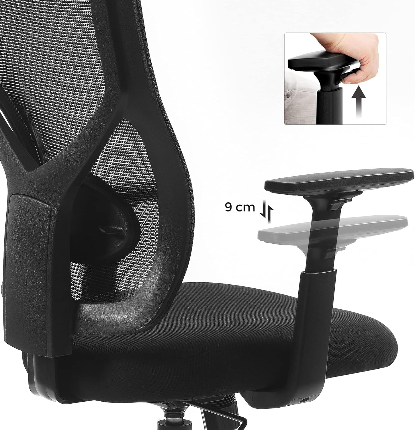 Scaun de birou ergonomic mesh, reglabil complet, brate si suport lombar ajustabile, 68x67x113 cm, negru — imaginea 5