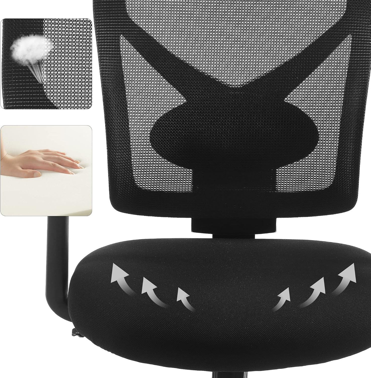 Scaun de birou ergonomic mesh, reglabil complet, brate si suport lombar ajustabile, 68x67x113 cm, negru — imaginea 8