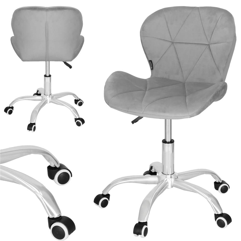 Scaun de birou ergonomic, tapitat cu catifea, 120kg, gri — imaginea 2