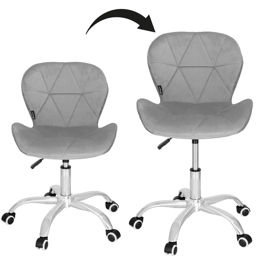 Scaun de birou ergonomic, tapitat cu catifea, 120kg, gri — imaginea 3