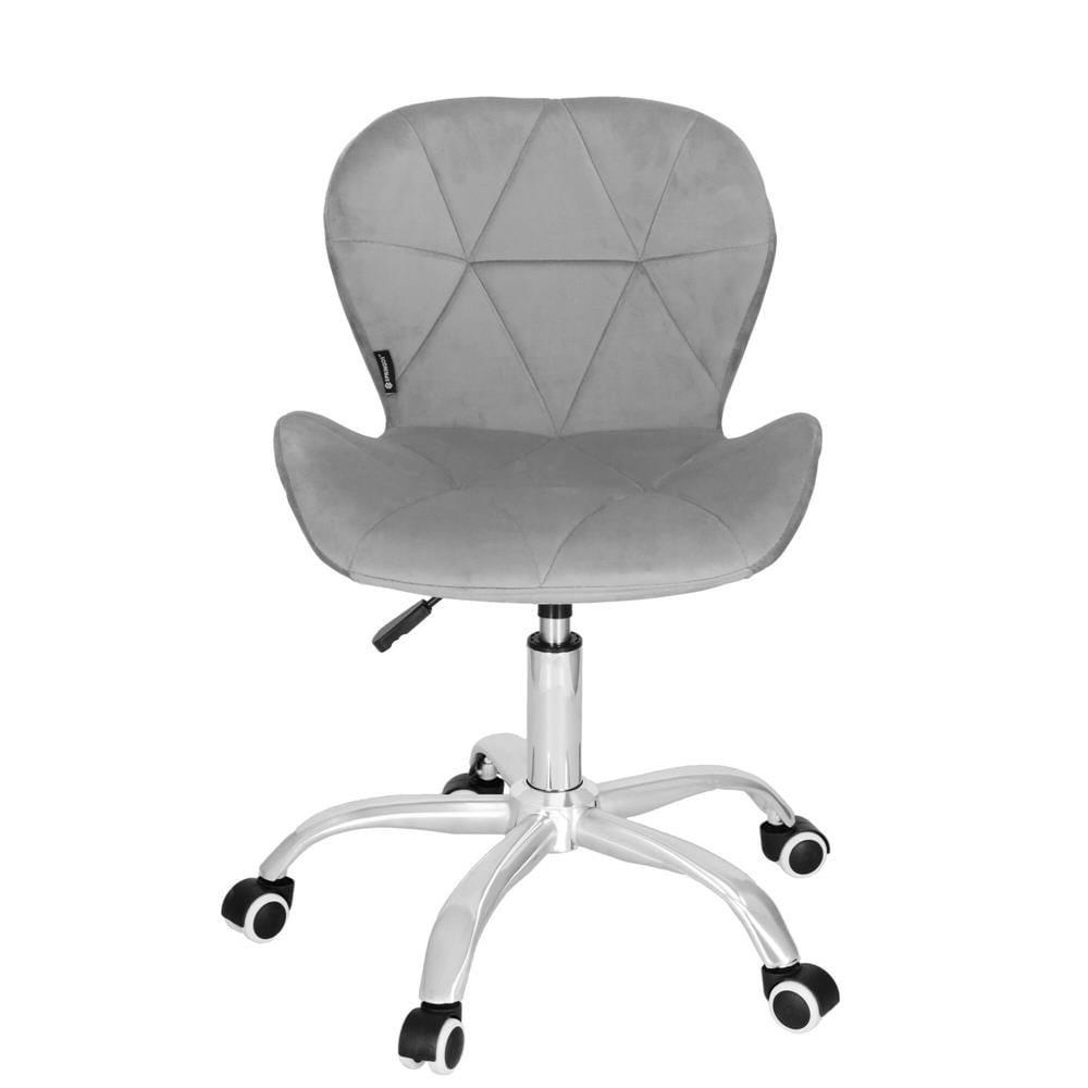 Scaun de birou ergonomic, tapitat cu catifea, 120kg, gri — imaginea 4