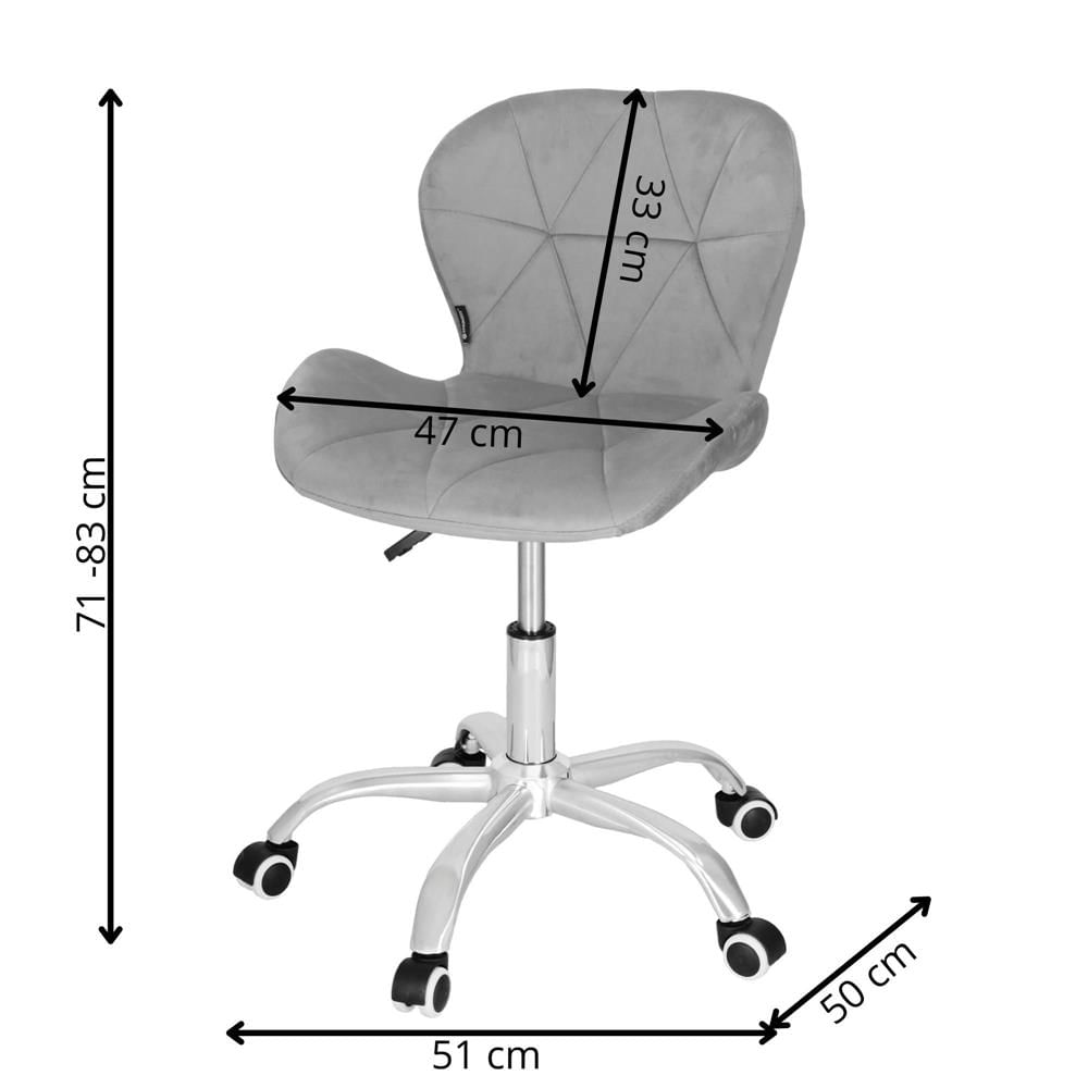 Scaun de birou ergonomic, tapitat cu catifea, 120kg, gri — imaginea 6