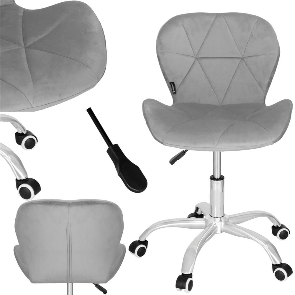 Scaun de birou ergonomic, tapitat cu catifea, 120kg, gri — imaginea 10
