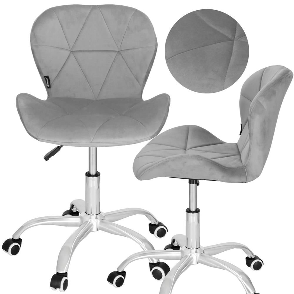 Scaun de birou ergonomic, tapitat cu catifea, 120kg, gri — imaginea 12