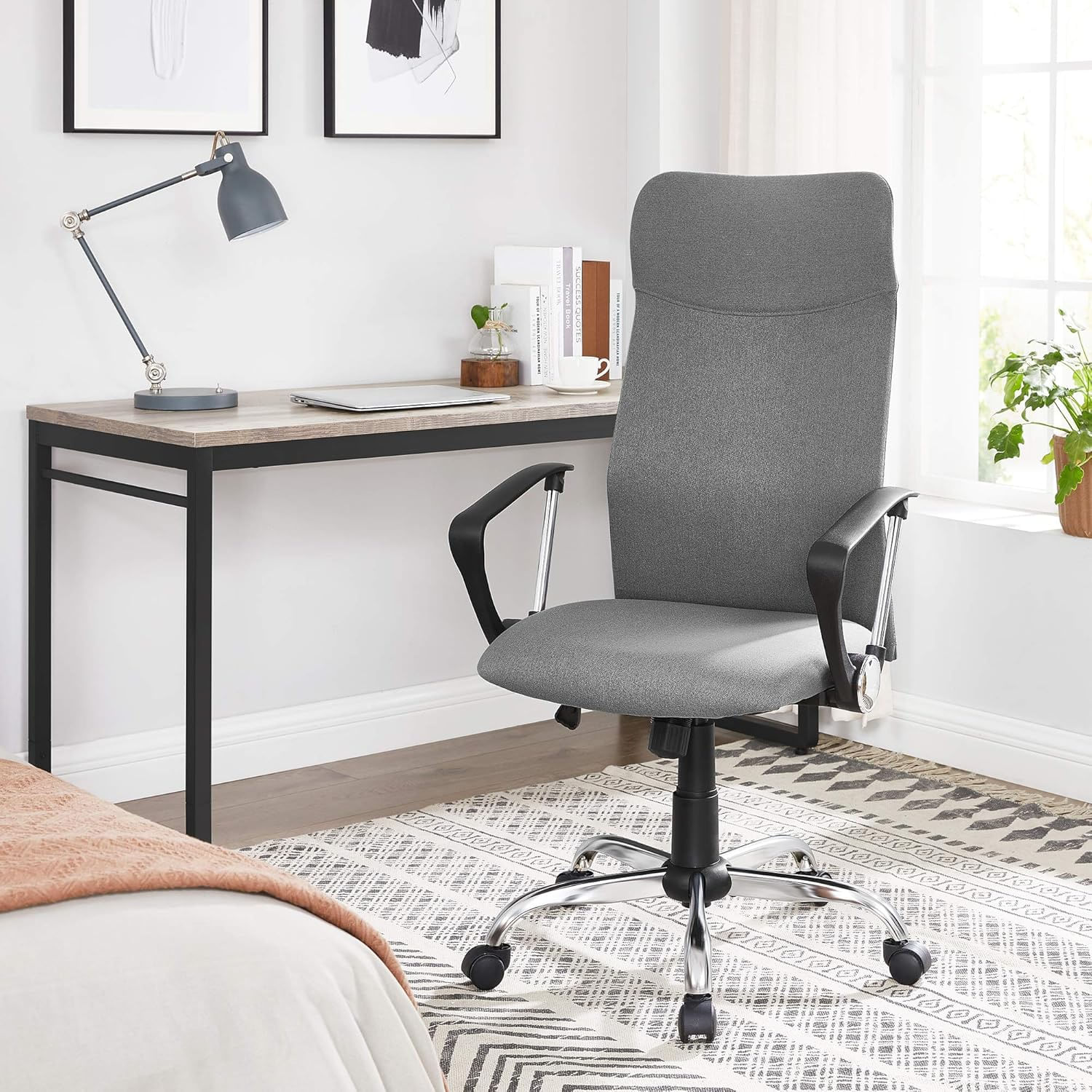 Scaun de birou ergonomic, reglabil pe inaltime, functie balans, maxim 120 kg, 63x63x120 cm, gri — imaginea 8