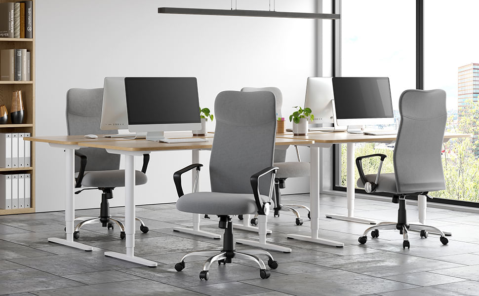 Scaun de birou ergonomic, reglabil pe inaltime, functie balans, maxim 120 kg, 63x63x120 cm, gri — imaginea 9