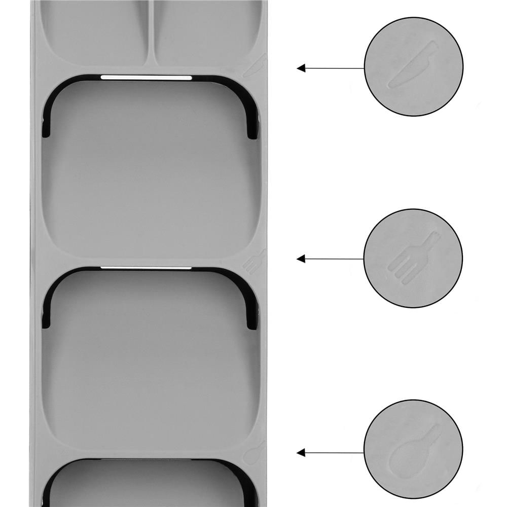 Organizator tacamuri sertar, 5 compartimente, 40x11x5,5cm, gri — imaginea 2