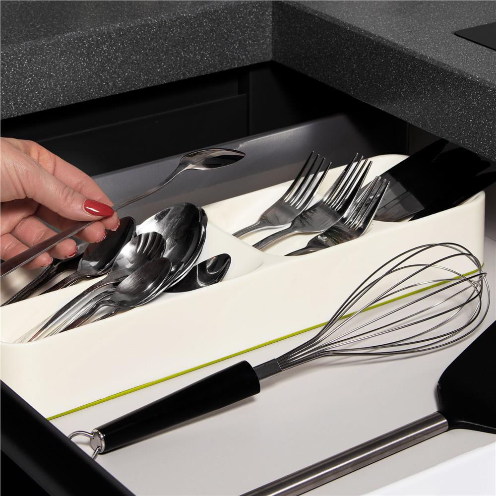 Organizator tacamuri sertar, 5 compartimente, 40x11x5,5cm, gri — imaginea 10