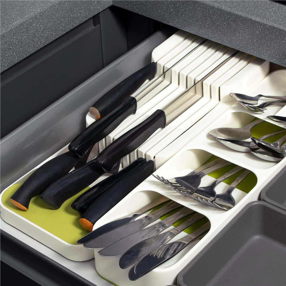 Organizator tacamuri sertar, 5 compartimente, 40x11x5,5cm, alb — imaginea 10