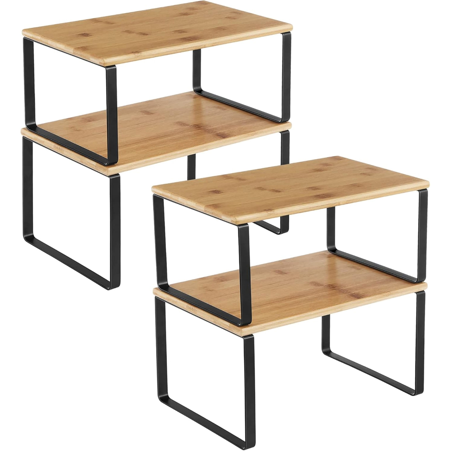 Set 4 organizatoare bucatarie suprapozabile modulare, PAL si metal, max 15 kg/buc, 30x20x16 cm, natur si negru — imaginea 3