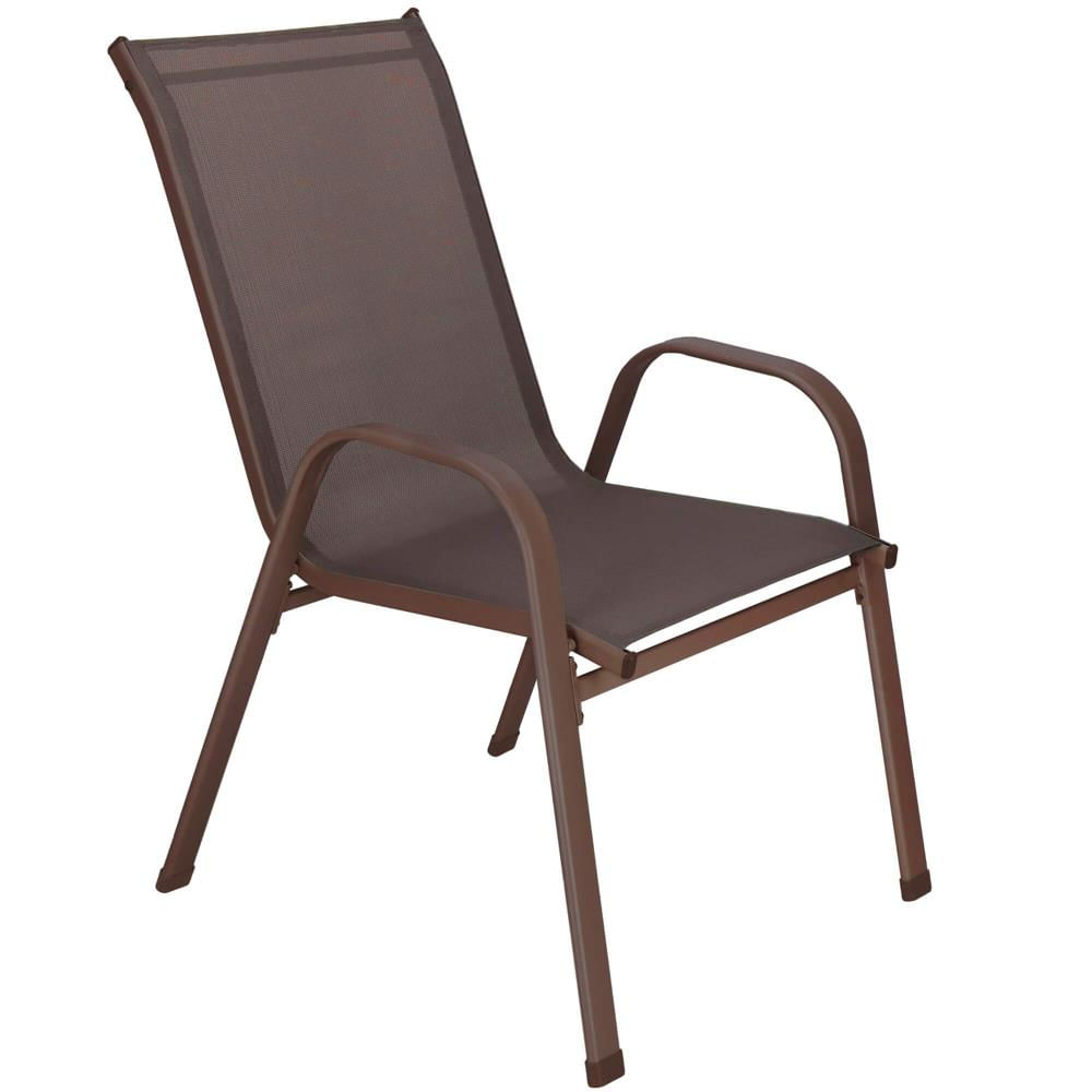 Set 4 scaune gradina cu brate, cadru otel si sezut textilene, 53x72x92 cm, maro — imaginea 6