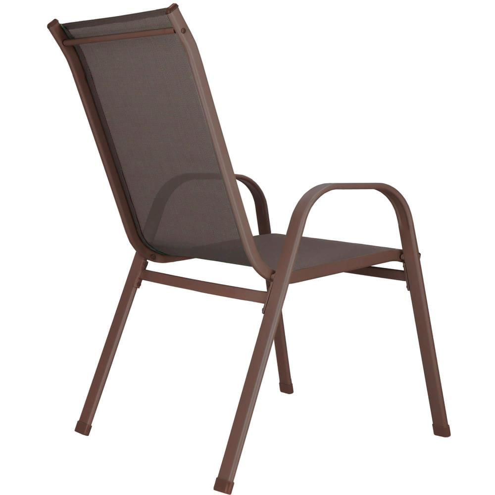 Set 4 scaune gradina cu brate, cadru otel si sezut textilene, 53x72x92 cm, maro — imaginea 11