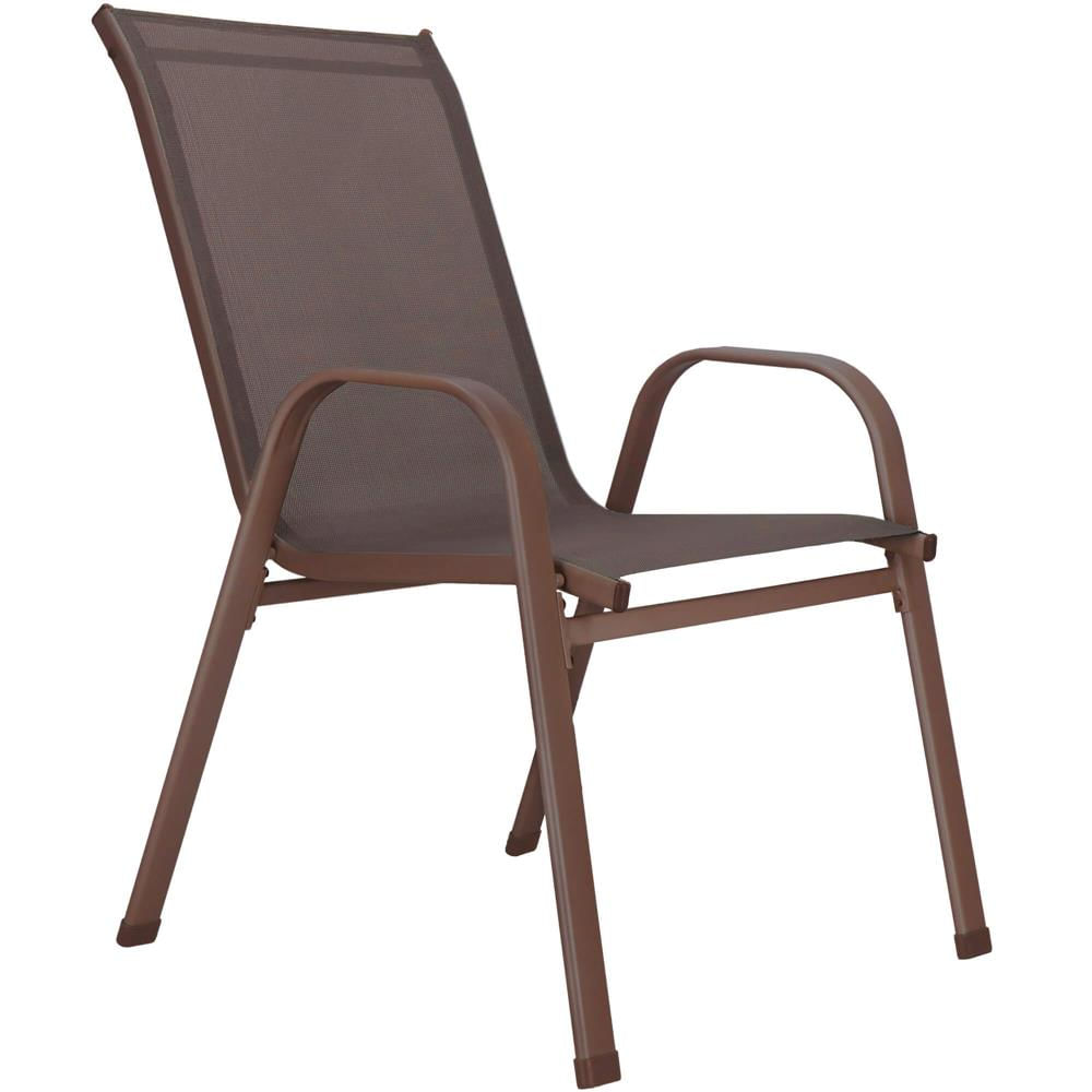 Set 4 scaune gradina cu brate, cadru otel si sezut textilene, 53x72x92 cm, maro — imaginea 14