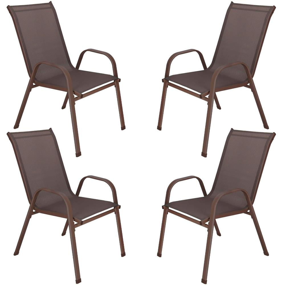 Set 4 scaune gradina cu brate, cadru otel si sezut textilene, 53x72x92 cm, maro — imaginea 23