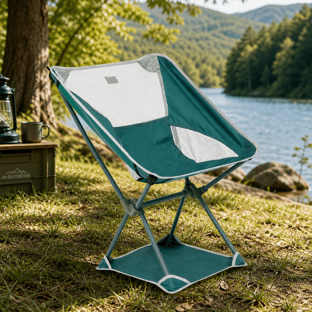 Scaun pliabil camping sau pescuit 5Five cu cadru din otel si sezut din poliester, 72x56x53 cm, verde — imaginea 2