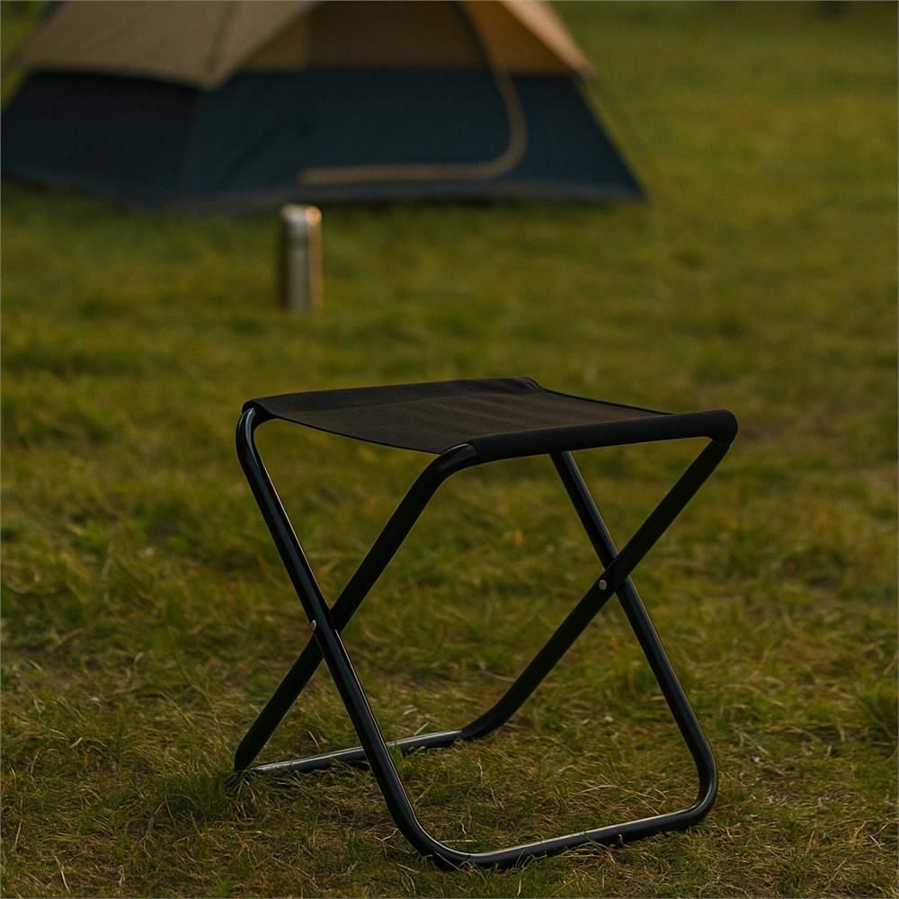 Scaun pliabil pentru camping sau pescuit, cadru metalic, maxim 100 kg, 26x26x34 cm, negru — imaginea 11