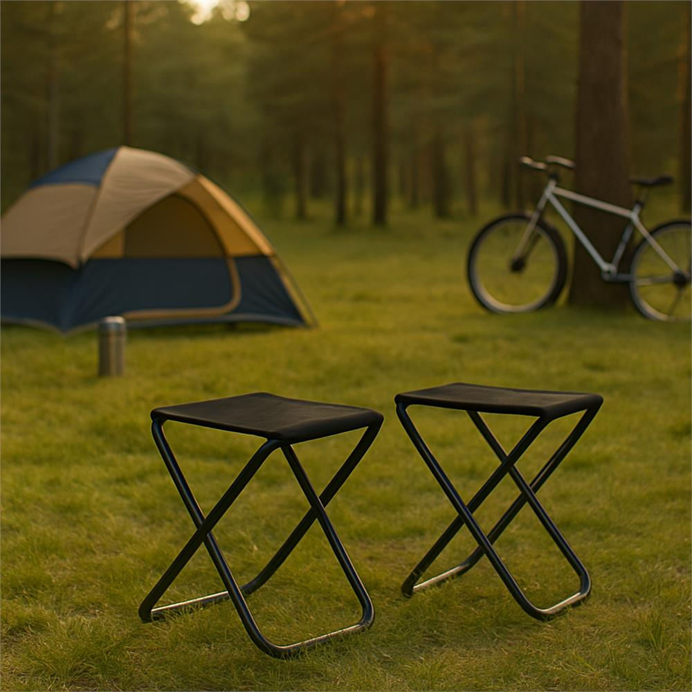 Scaun pliabil pentru camping sau pescuit, cadru metalic, maxim 100 kg, 26x26x34 cm, negru — imaginea 16