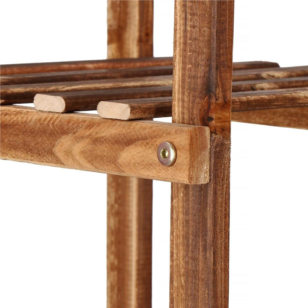 Stand flori din lemn 6 niveluri 15 locuri ghivece, efect antichizat, margini rotunjite, 119x120x25 cm, maro — imaginea 3