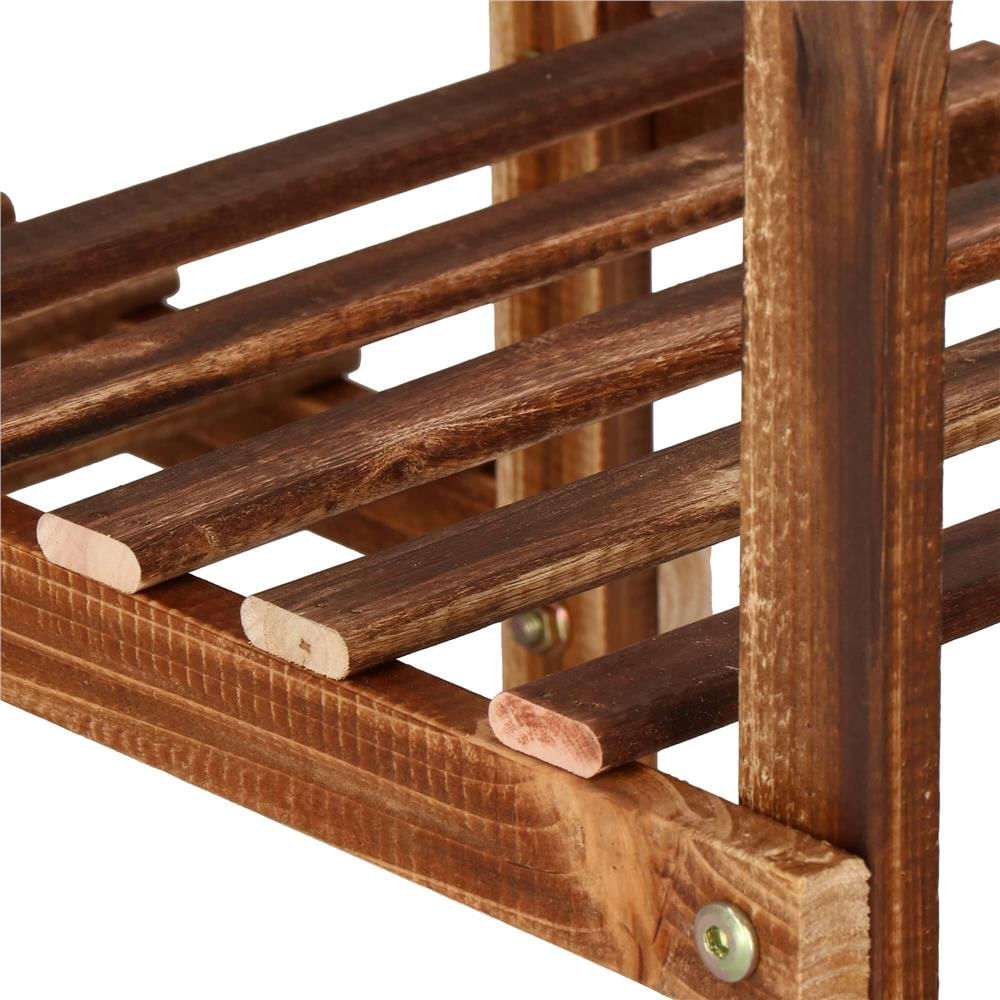 Stand flori din lemn 6 niveluri 15 locuri ghivece, efect antichizat, margini rotunjite, 119x120x25 cm, maro — imaginea 9