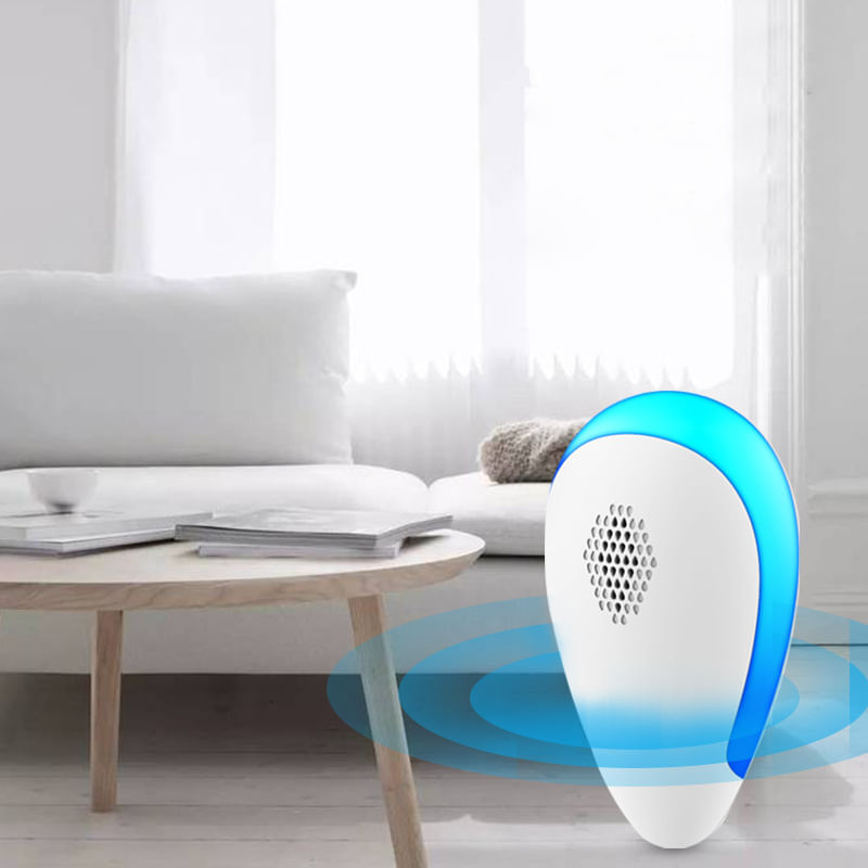 VU-TEK Dispozitiv ultrasonic anti-daunatori 3-65 kHz, 220V, pentru tantari, gandaci și rozatoare, carcasa ABS, alb/albastru. — imaginea 2