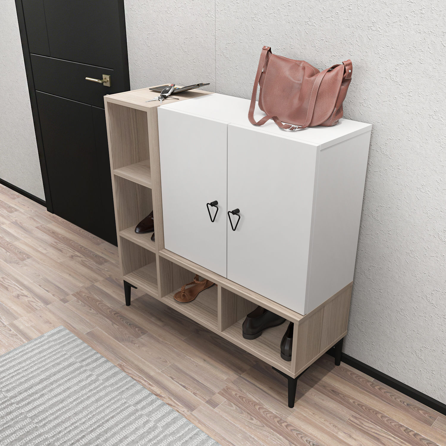Consolă Hanah Home, PAL melaminat, 100 x 35 x 100 cm, alb/cordoba, 322RTC1503 — imaginea 3
