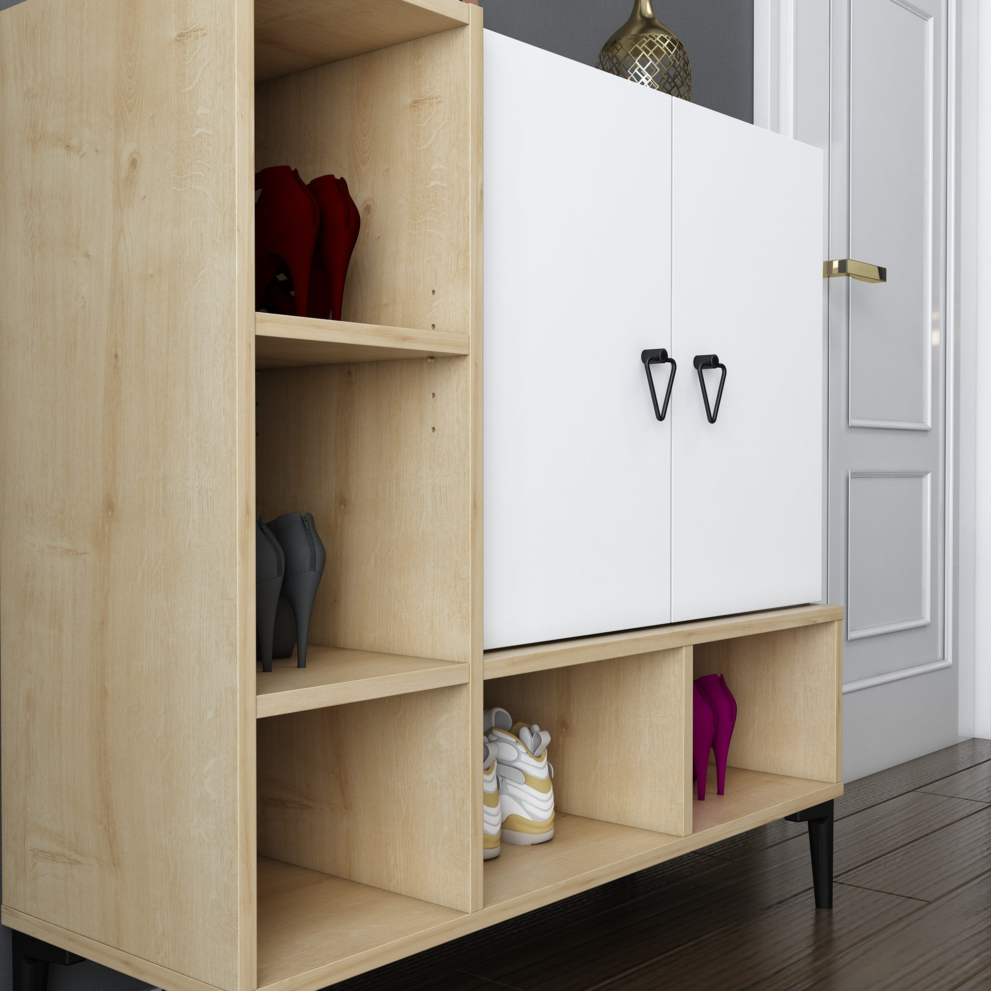 Consolă Hanah Home, PAL melaminat, 100 x 35 x 100 cm, stejar/alb, 322RTC1502 — imaginea 2