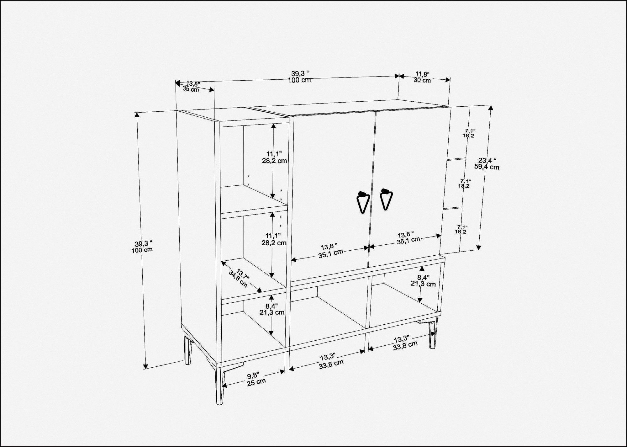 Consolă Hanah Home, PAL melaminat, 100 x 35 x 100 cm, stejar/alb, 322RTC1502 — imaginea 5