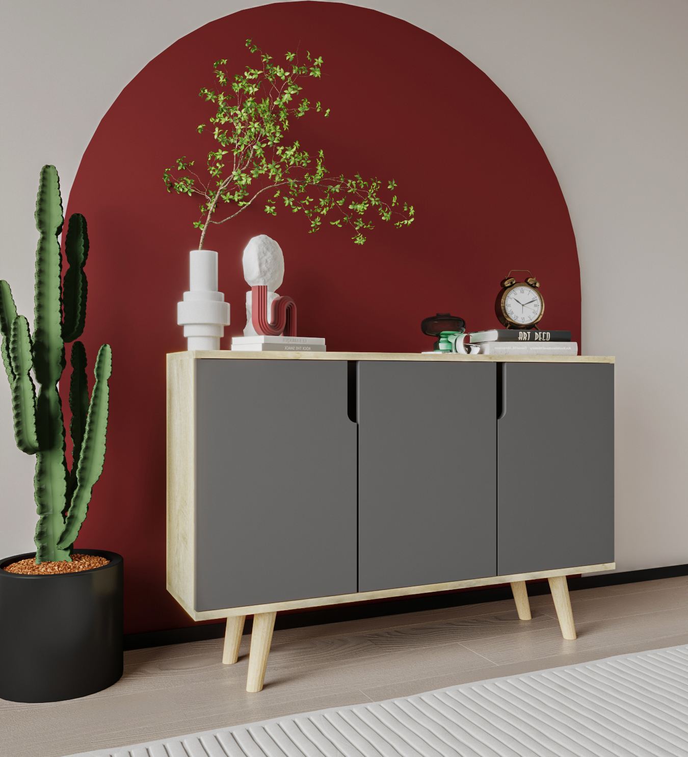 Consolă Hanah Home, PAL melaminat, 120 x 30 x 80 cm, sapphire stejar/antracit, 469ORN1519 — imaginea 3