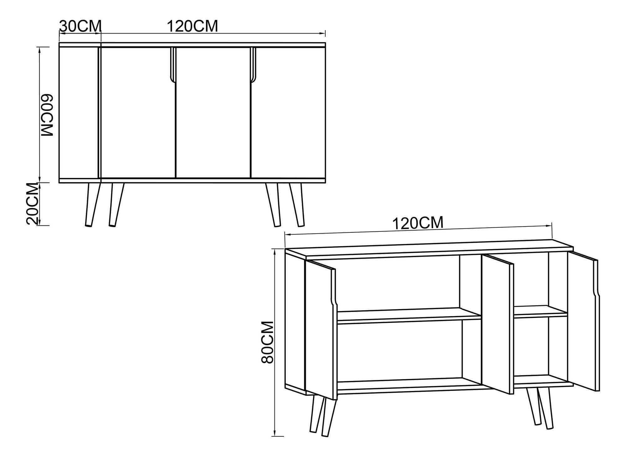 Consolă Hanah Home, PAL melaminat, 120 x 30 x 80 cm, sapphire stejar, 469ORN1520 — imaginea 5