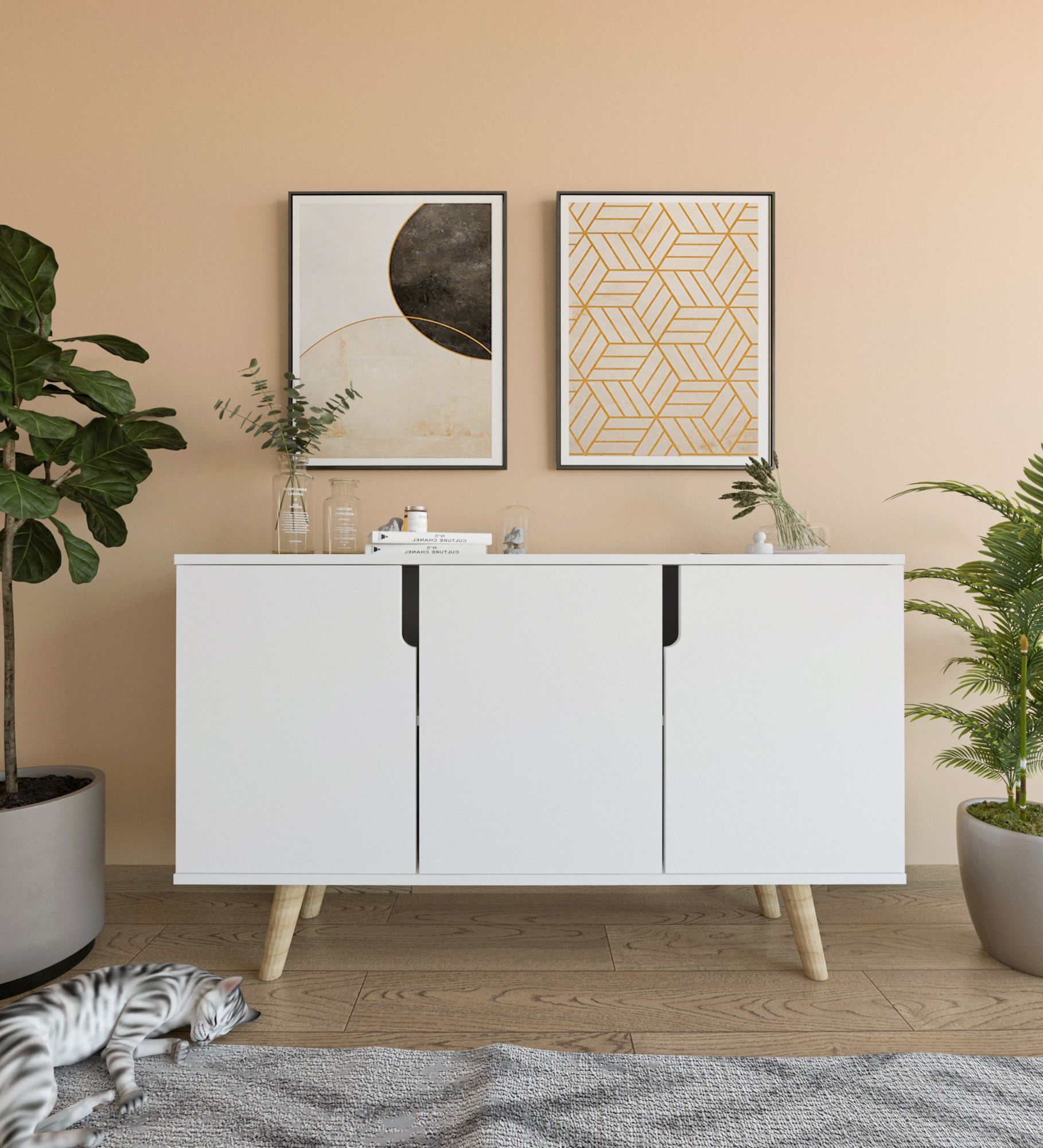 Consolă Hanah Home, PAL melaminat, 120 x 30 x 80 cm, alb, 469ORN1521 — imaginea 2