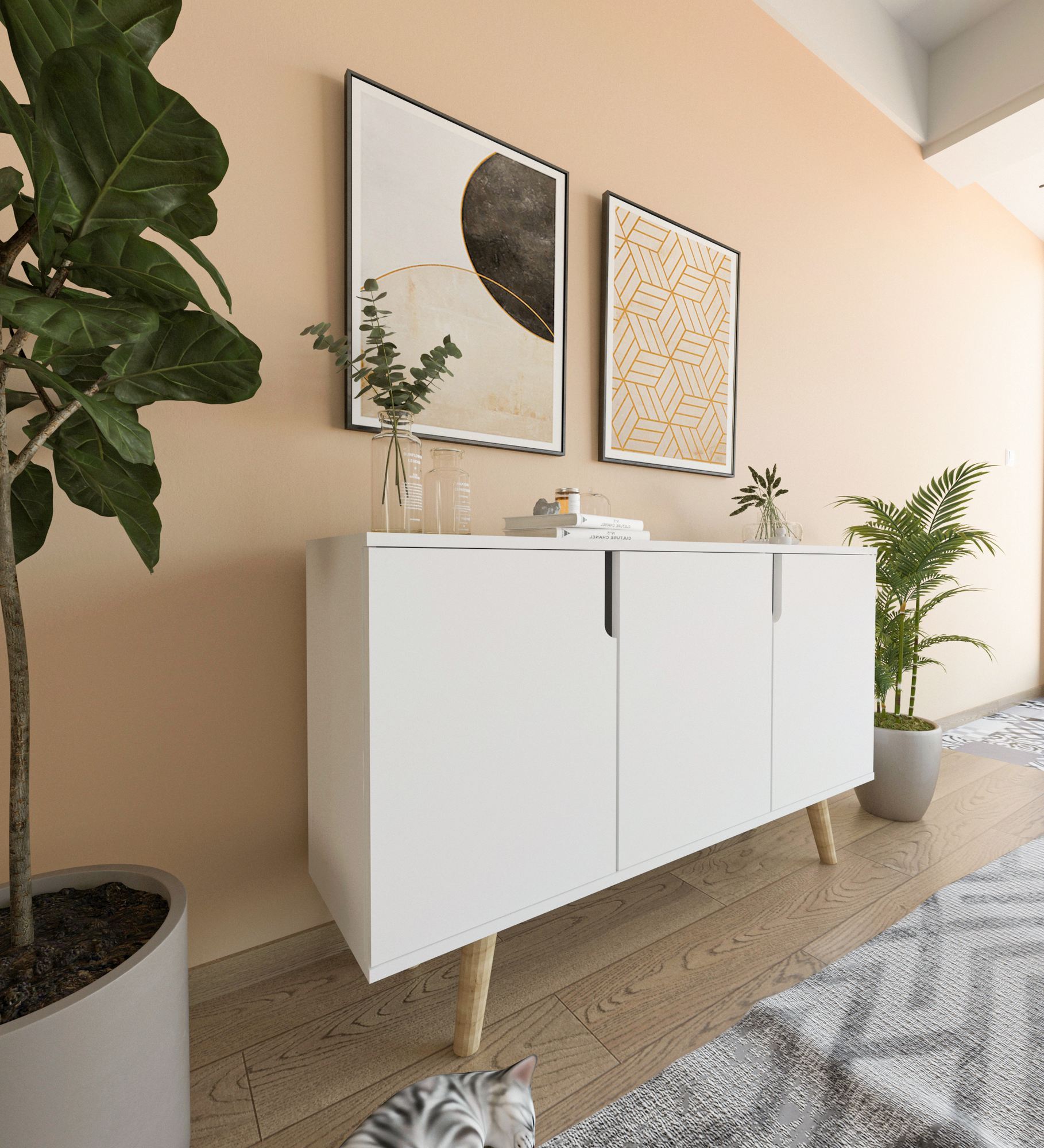 Consolă Hanah Home, PAL melaminat, 120 x 30 x 80 cm, alb, 469ORN1521 — imaginea 4