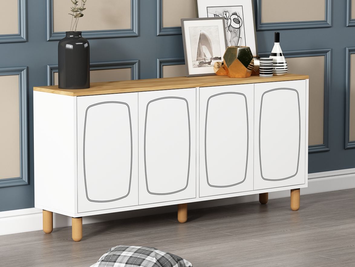 Consolă Hanah Home, PAL melaminat, 150 x 36 x 73 cm, sapphire stejar/alb, 327ODS1355 — imaginea 5