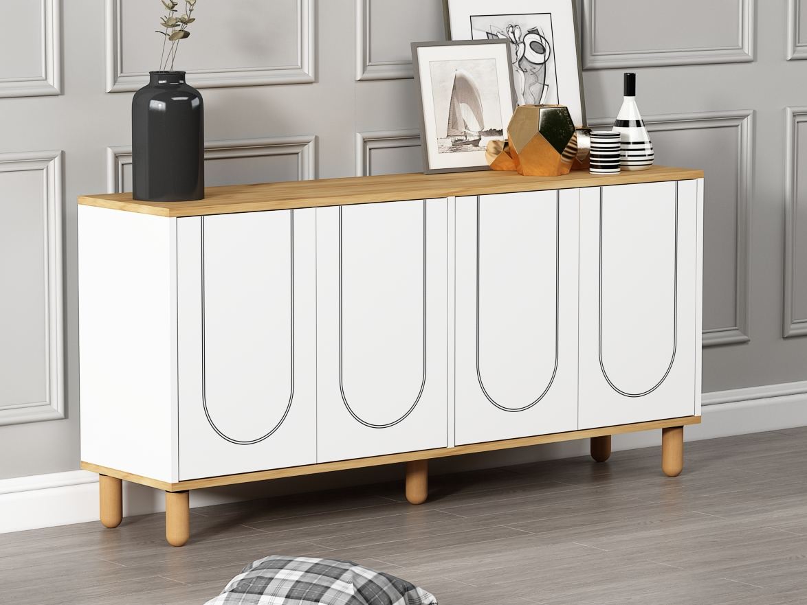 Consolă Hanah Home, PAL melaminat, 150 x 36 x 73 cm, sapphire stejar/alb, 327ODS1352 — imaginea 4
