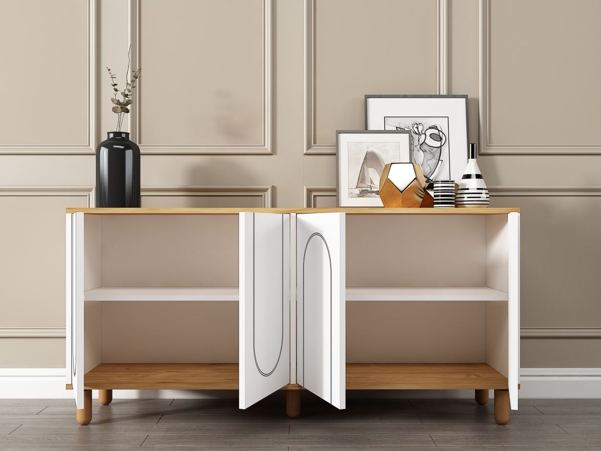 Consolă Hanah Home, PAL melaminat, 150 x 36 x 73 cm, sapphire stejar/alb, 327ODS1354 — imaginea 3