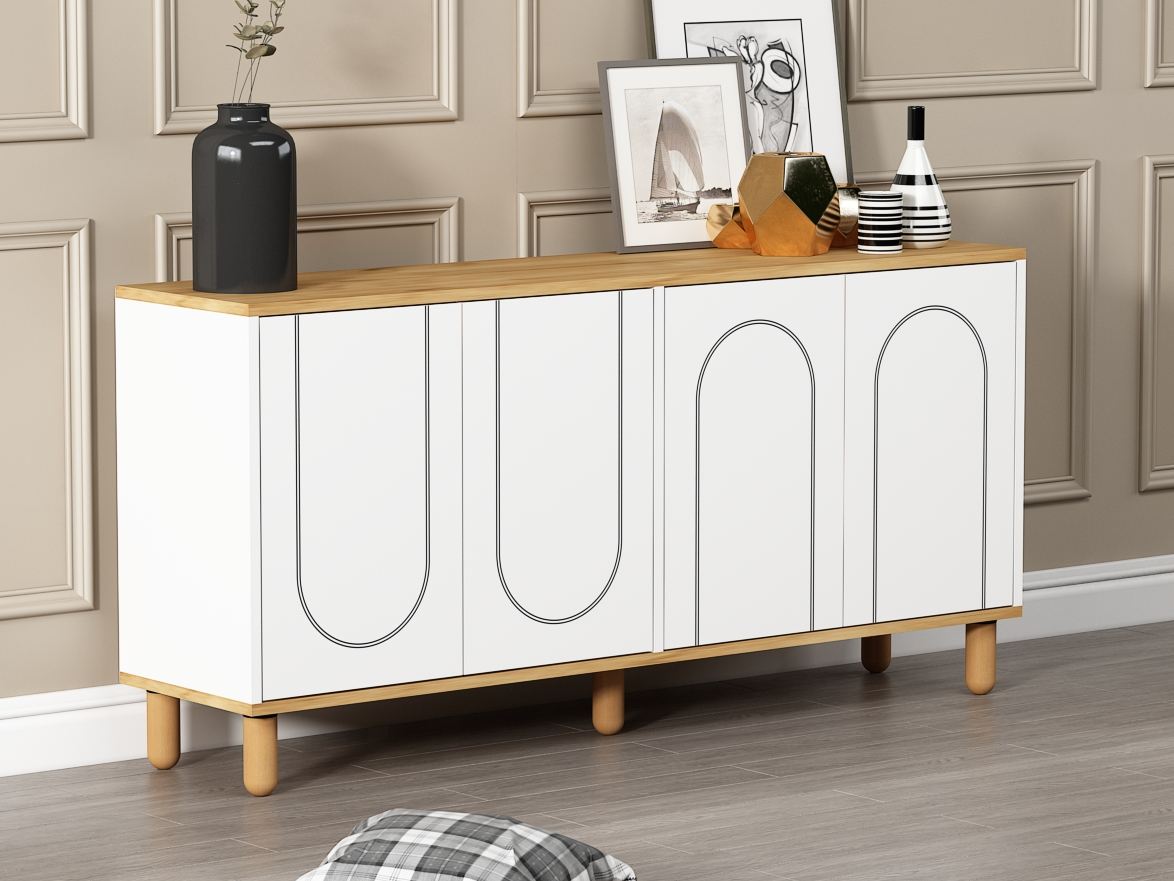 Consolă Hanah Home, PAL melaminat, 150 x 36 x 73 cm, sapphire stejar/alb, 327ODS1354 — imaginea 5