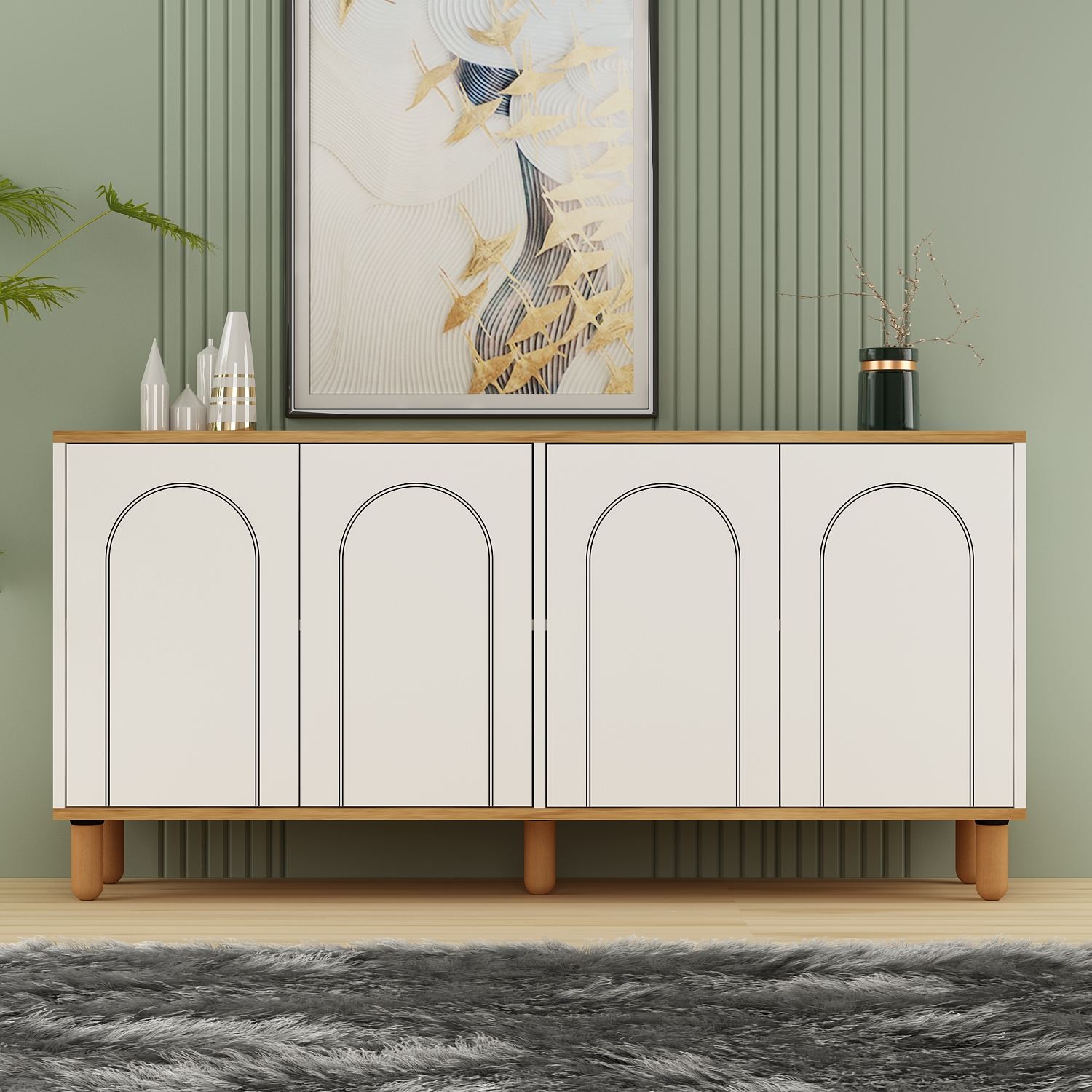 Consolă Hanah Home, PAL melaminat, 150 x 36 x 73 cm, sapphire stejar/alb, 327ODS1353 — imaginea 5