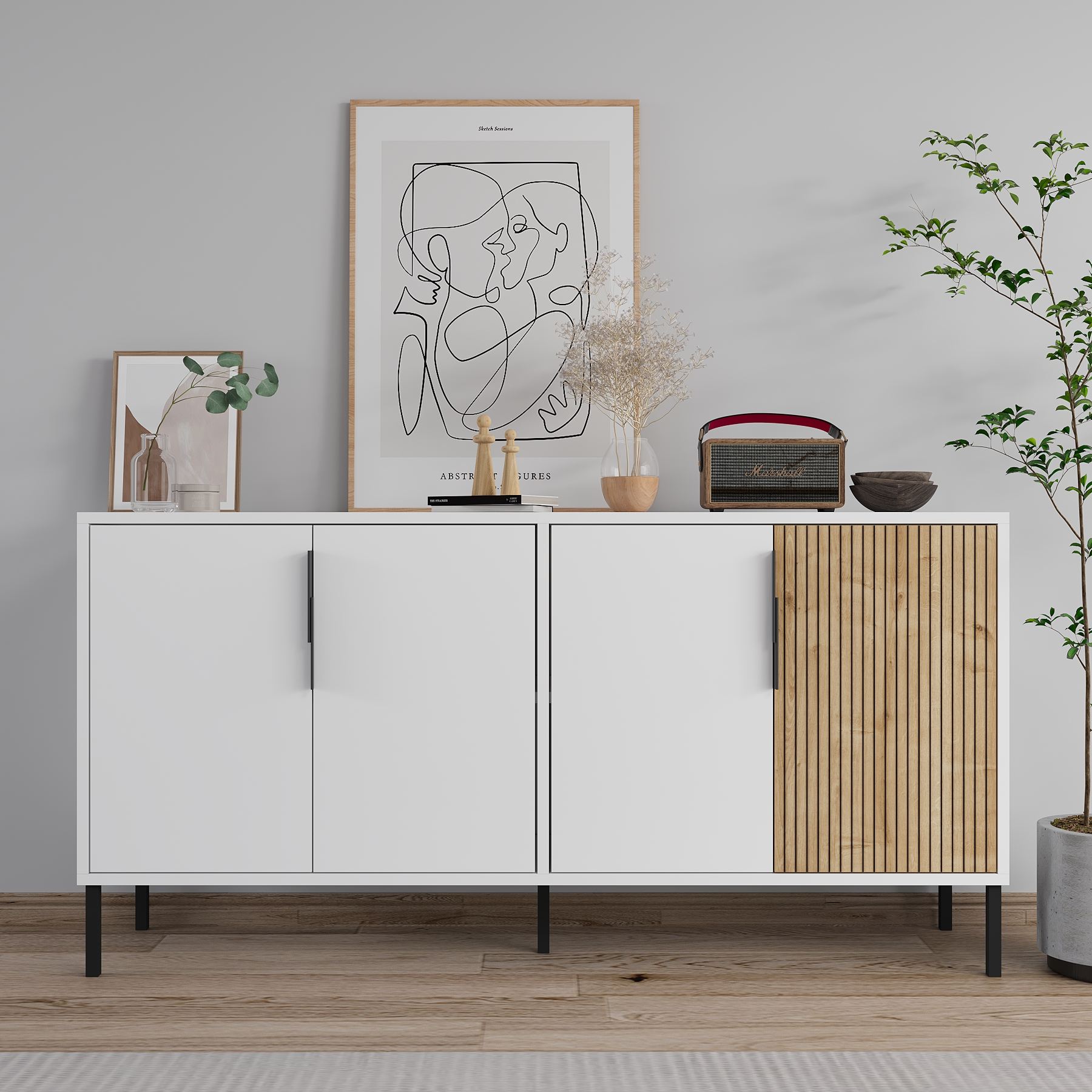 Consolă Hanah Home, PAL melaminat, 150 x 36 x 75 cm, alb/sapphire stejar, 327ODS1344 — imaginea 2