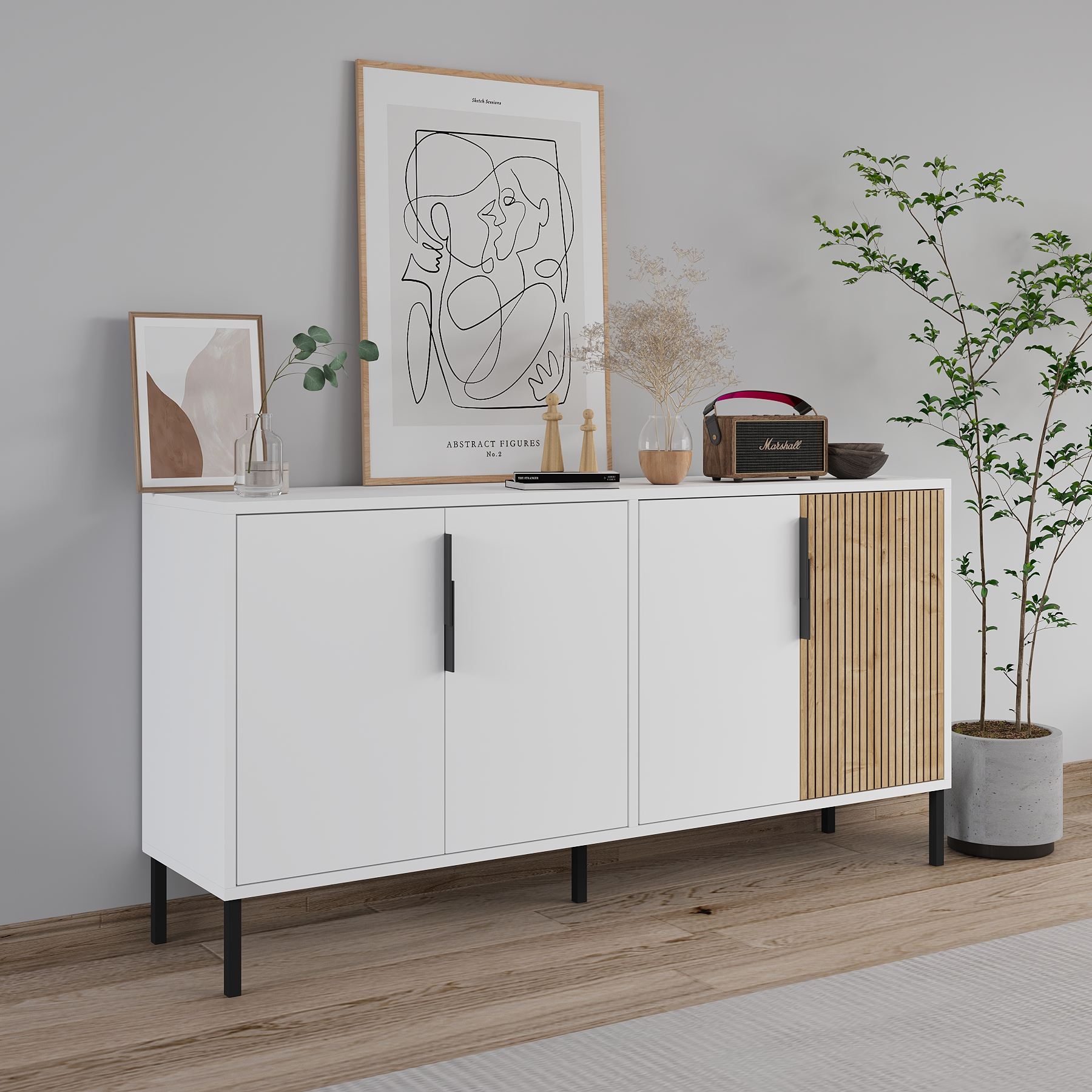 Consolă Hanah Home, PAL melaminat, 150 x 36 x 75 cm, alb/sapphire stejar, 327ODS1344 — imaginea 7
