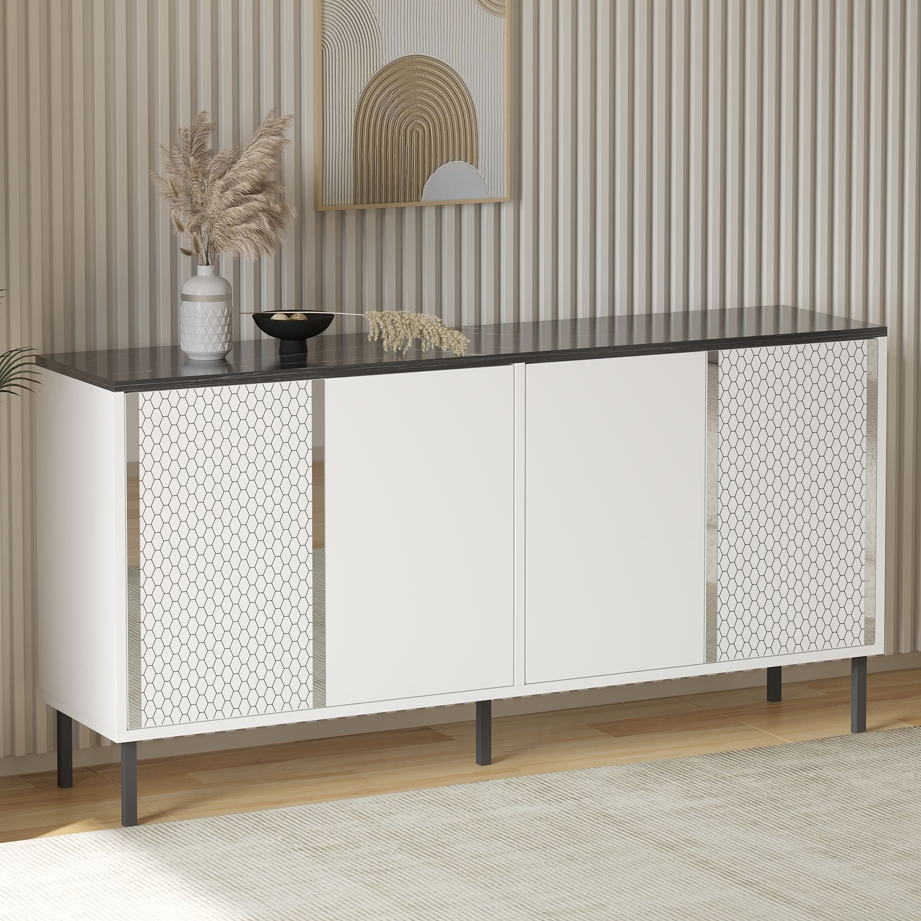 Consolă Hanah Home, PAL melaminat, 150 x 36 x 75 cm, alb/royal, 327ODS1335 — imaginea 5