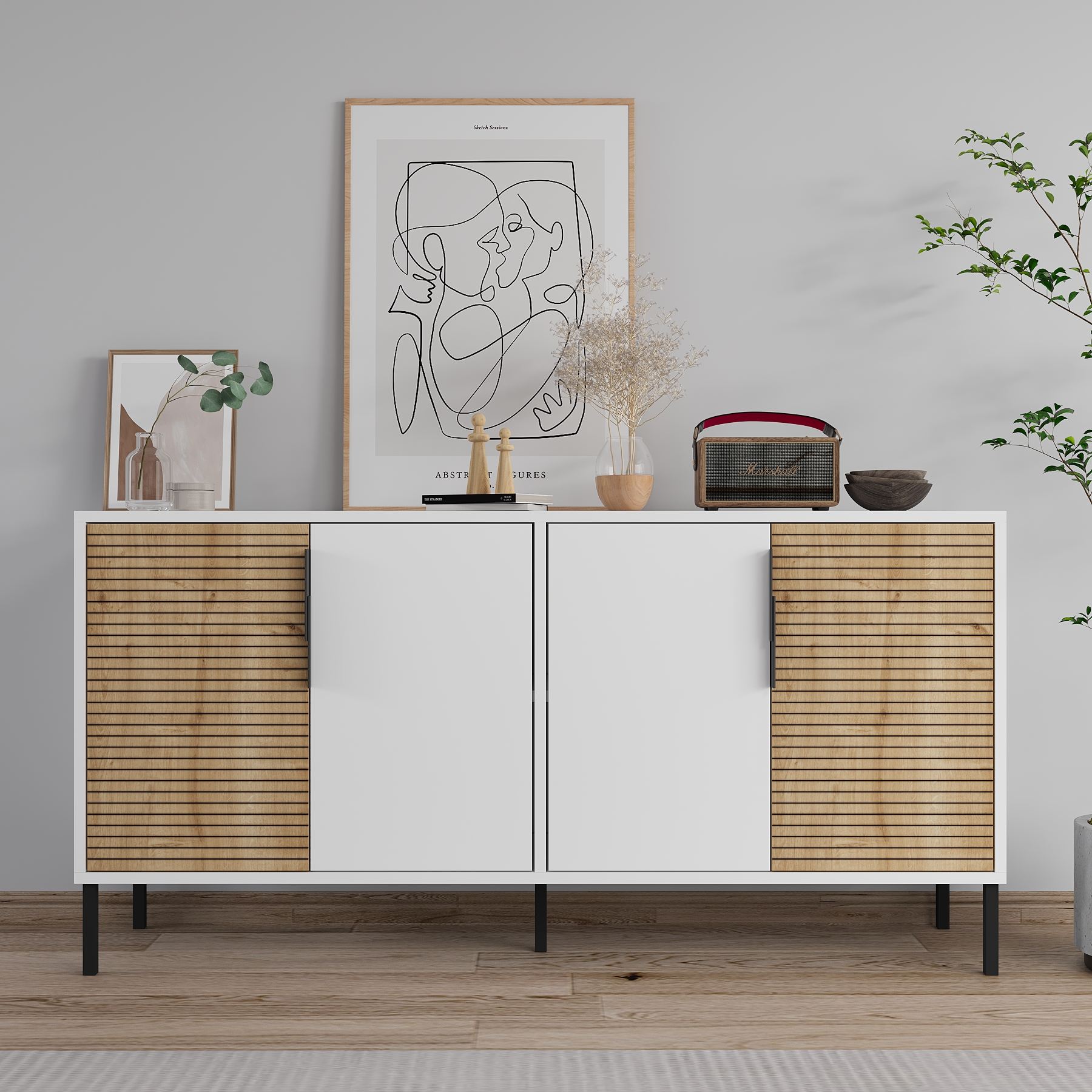Consolă Hanah Home, PAL melaminat, 150 x 36 x 75 cm, alb/sapphire stejar, 327ODS1347 — imaginea 6