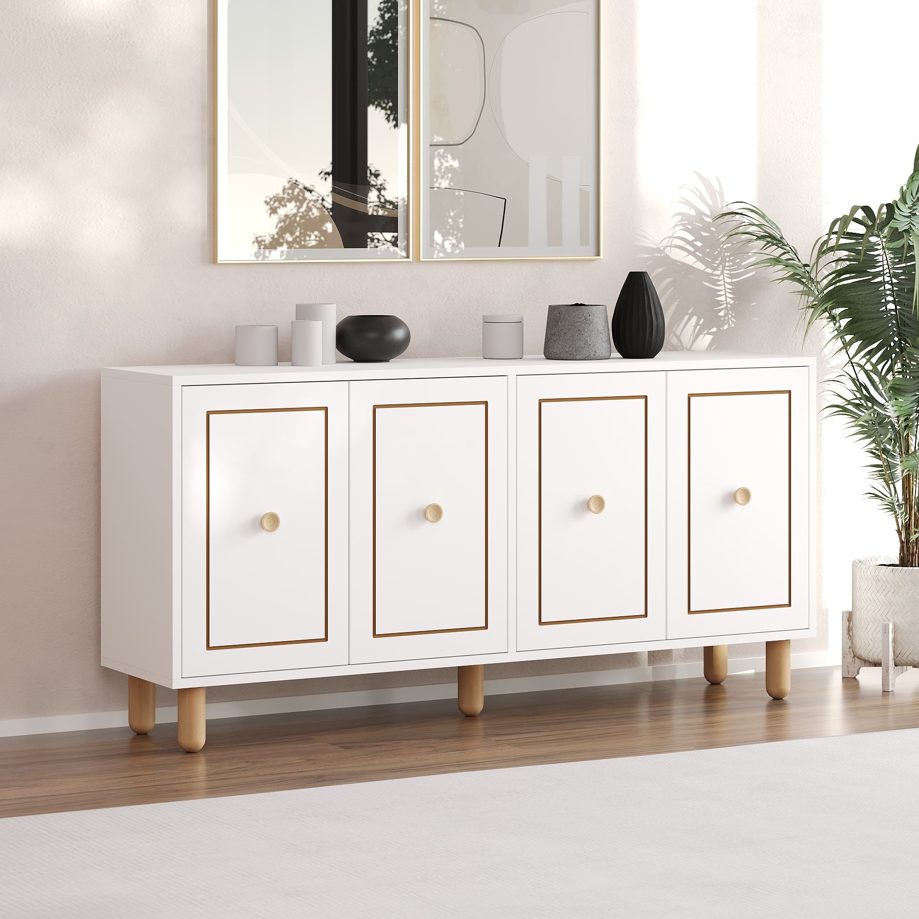 Consolă Hanah Home, PAL melaminat, 150 x 36 x 73 cm, alb, 327ODS1342 — imaginea 3