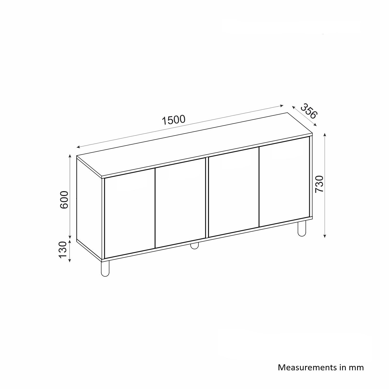 Consolă Hanah Home, PAL melaminat, 150 x 36 x 73 cm, alb, 327ODS1342 — imaginea 5