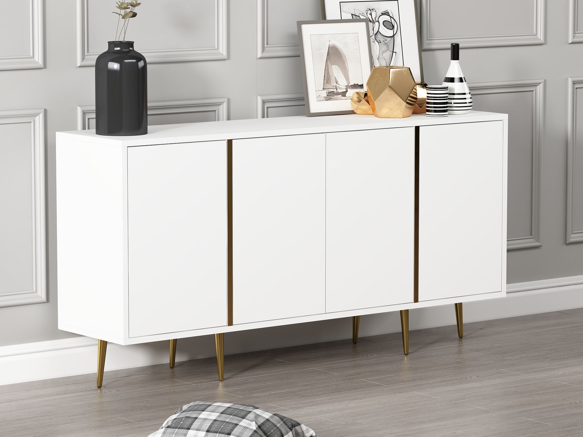 Consolă Hanah Home, PAL melaminat, 150 x 36 x 75 cm, alb, 327ODS1360 — imaginea 2