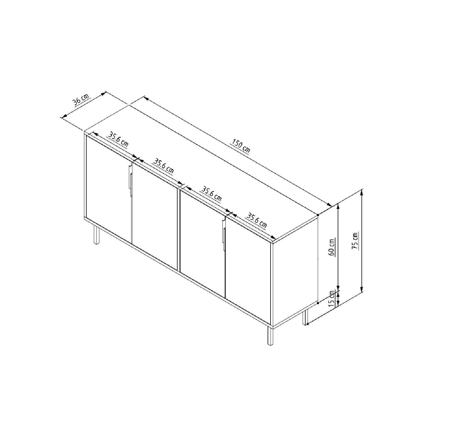Consolă Hanah Home, PAL melaminat, 150 x 36 x 75 cm, alb, 327ODS1345 — imaginea 2