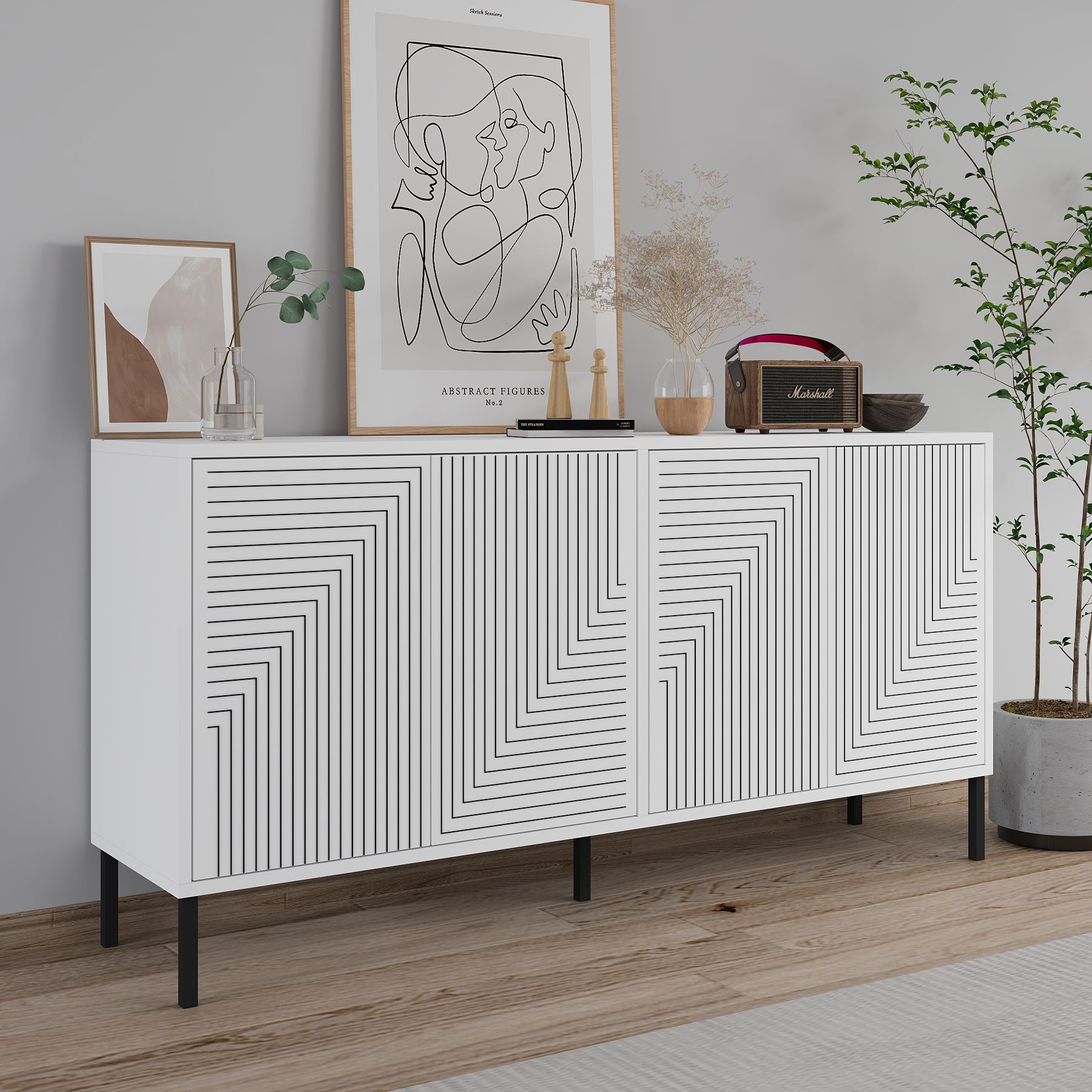 Consolă Hanah Home, PAL melaminat, 150 x 36 x 75 cm, alb, 327ODS1345 — imaginea 3