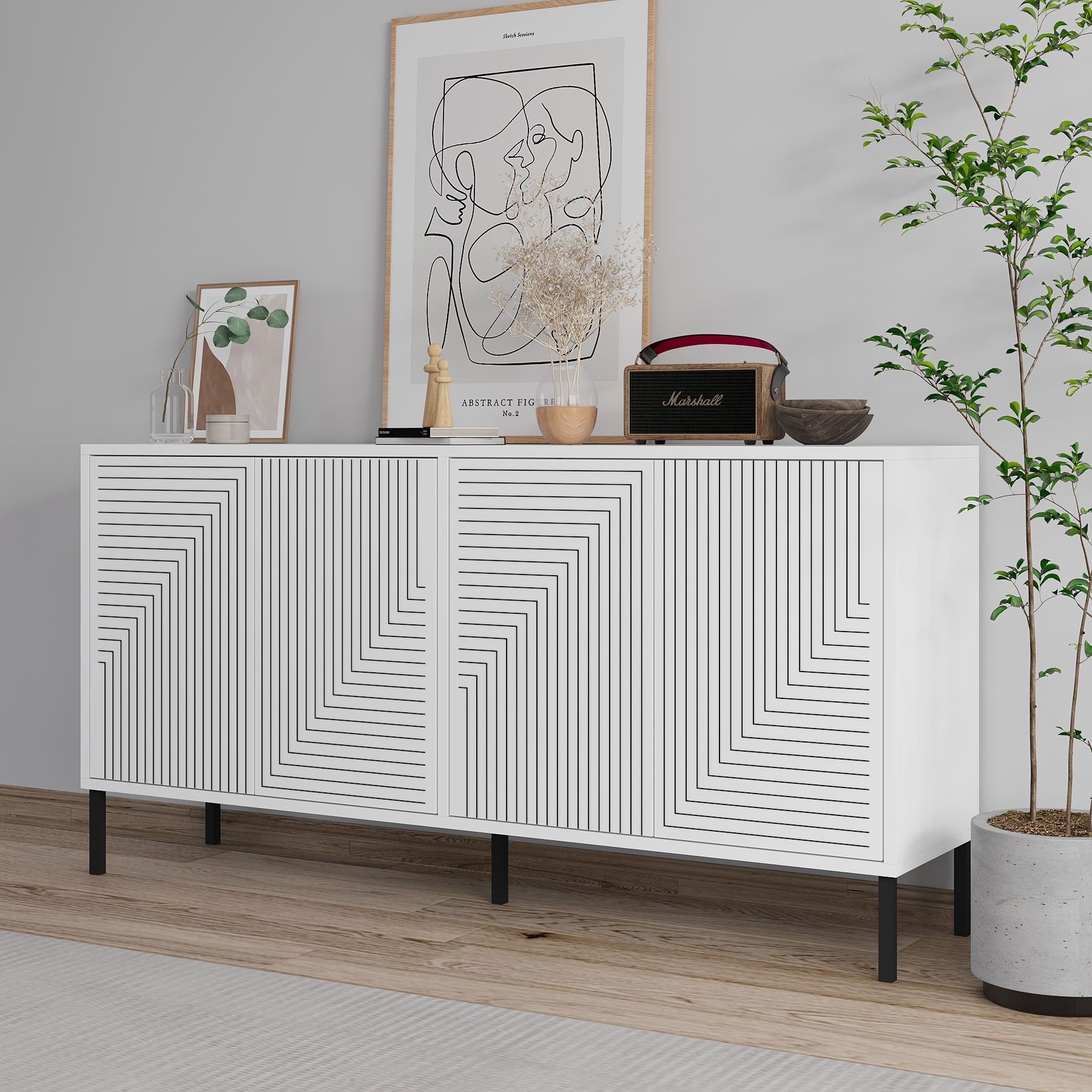 Consolă Hanah Home, PAL melaminat, 150 x 36 x 75 cm, alb, 327ODS1345 — imaginea 7