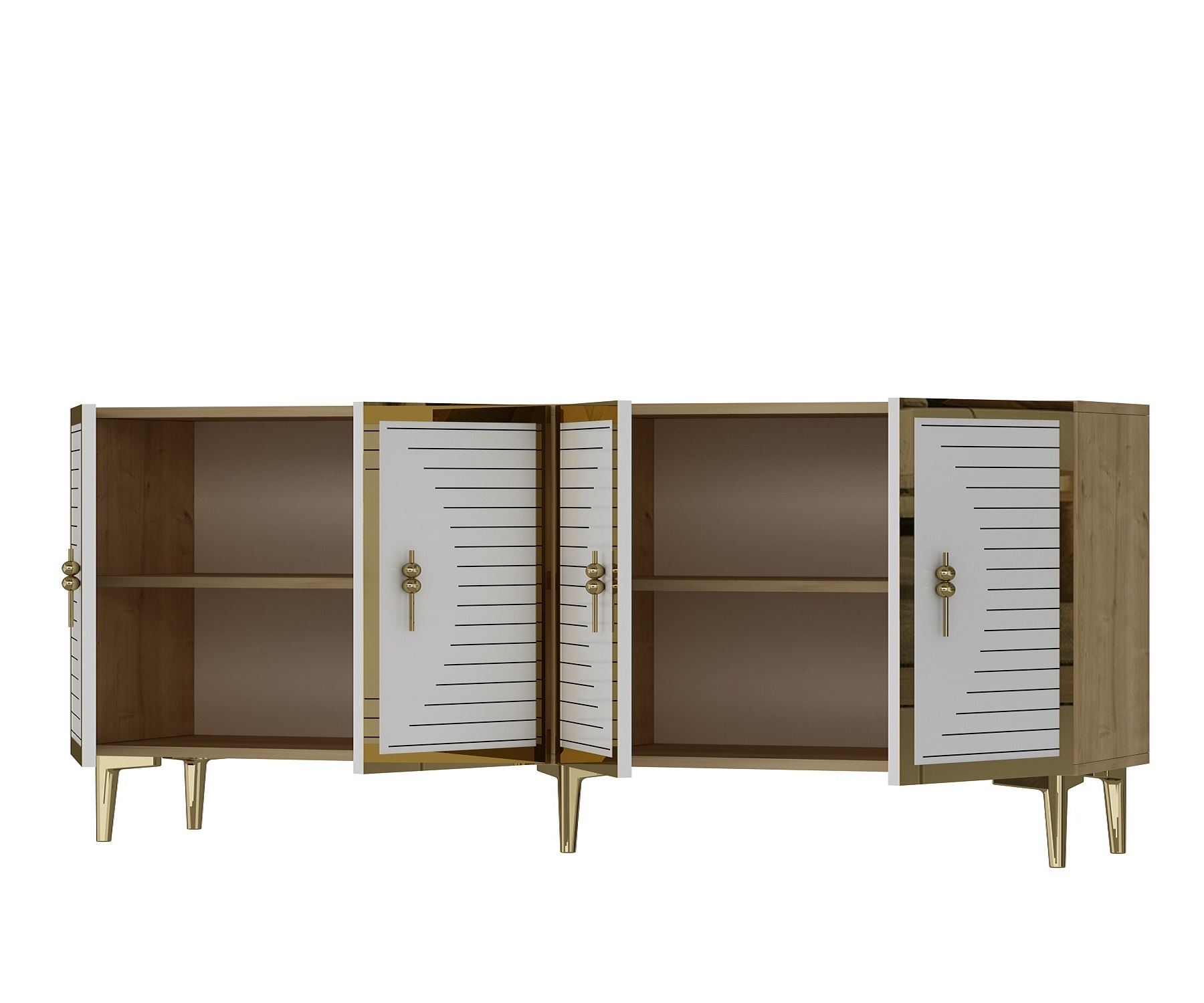 Consolă Hanah Home, PAL melaminat, 180 x 32 x 75 cm, sapphire stejar/alb/auriu, 555CHM1320 — imaginea 2