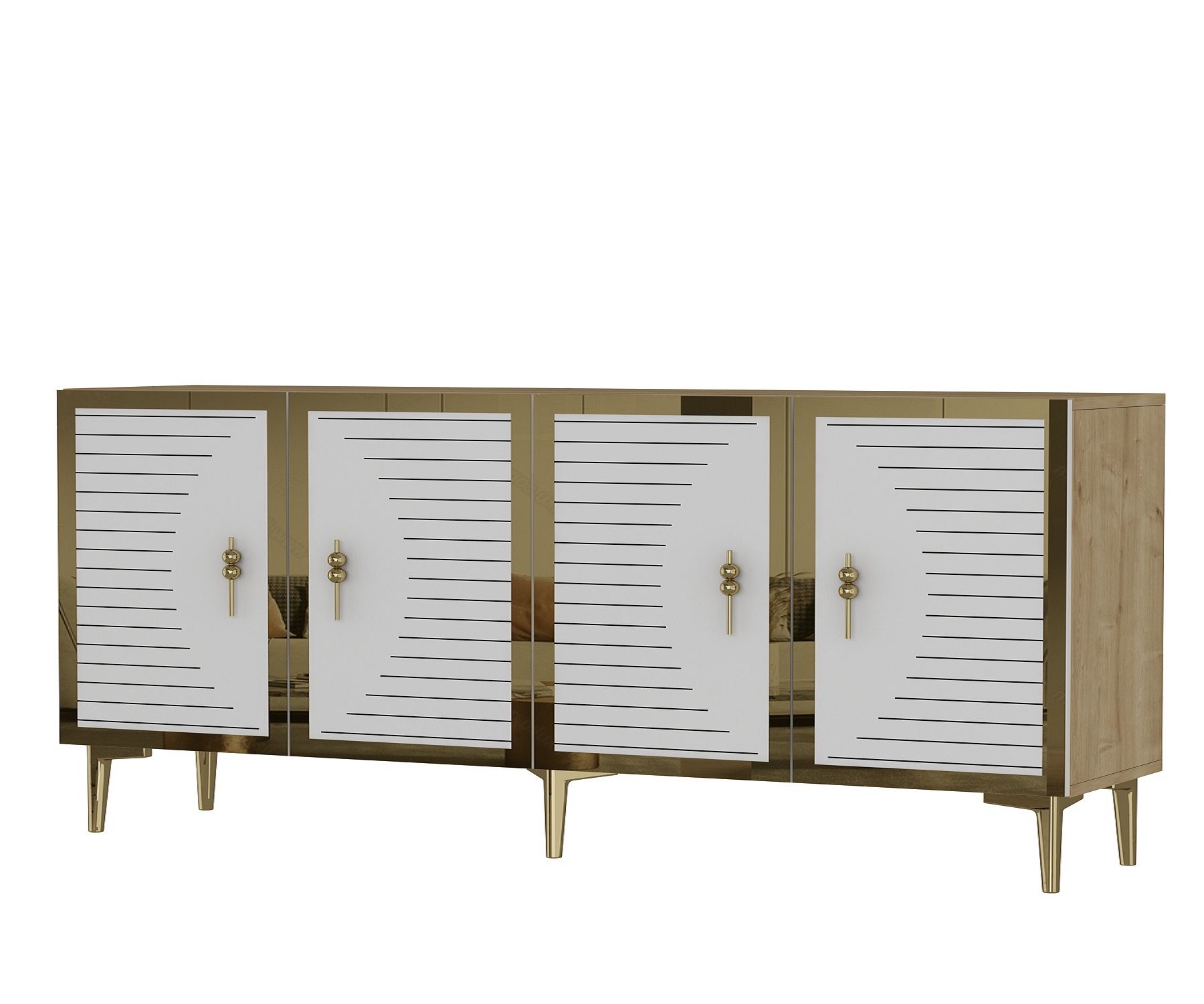 Consolă Hanah Home, PAL melaminat, 180 x 32 x 75 cm, sapphire stejar/alb/auriu, 555CHM1320 — imaginea 3